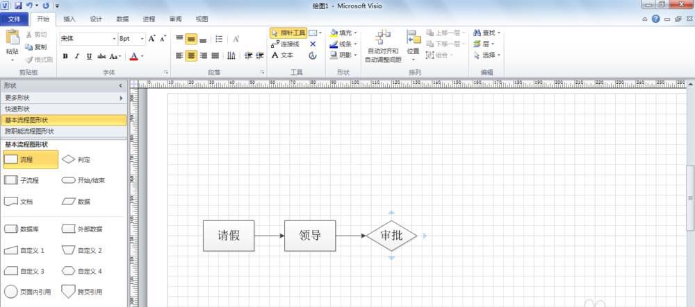 Microsoft Office Visio绘制请假流程图的使用方法截图