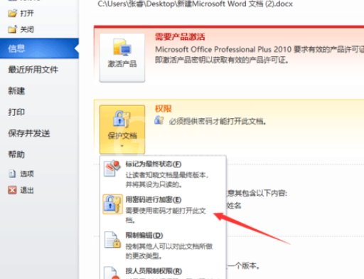 Office 2010加密文档的操作教程截图