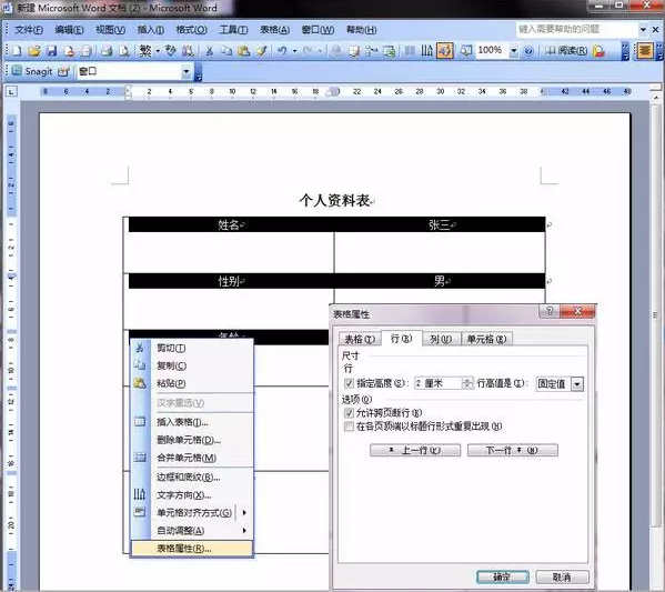 word2003制作表格的操作方法截图