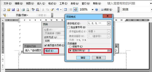 Word 2003设置页码从任意页开始的操作教程截图