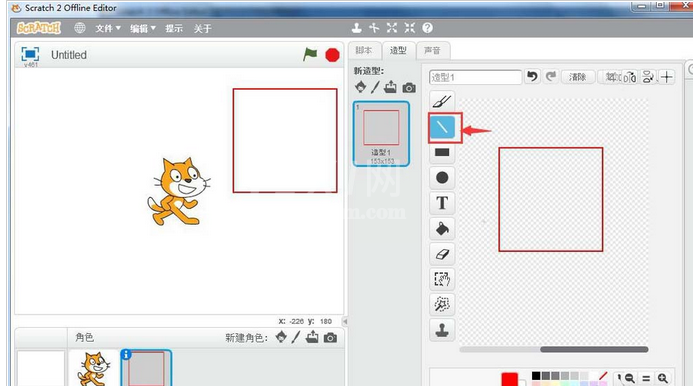 Scratch中绘制正方形及对角线的操作方法截图