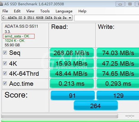 AS SSD Benchmark查看硬盘状态的详细操作步骤截图