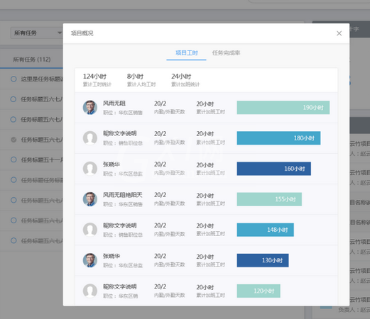 云竹协作中团队项目统计概括的详情介绍截图