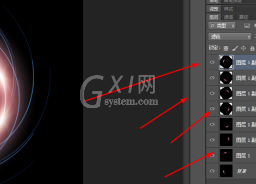 Adobe Photoshop中制作螺线特效的操作步骤截图