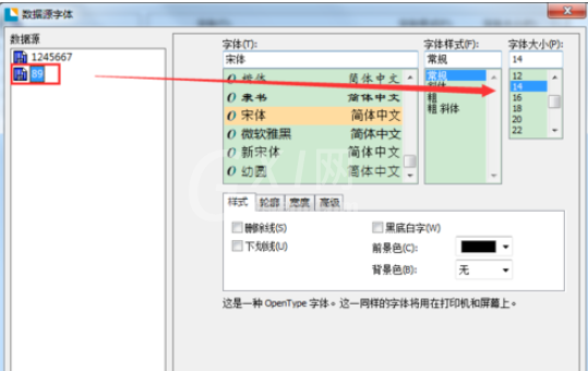 BarTender设置每个数据源字体大小的使用操作截图