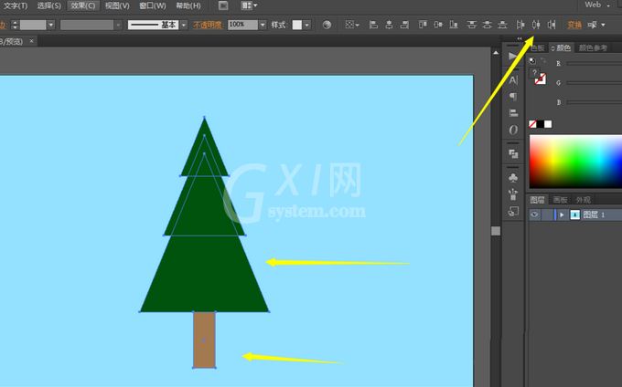 Adobe Illustrator CS6中绘画卡通效果绿色树的操作步骤截图