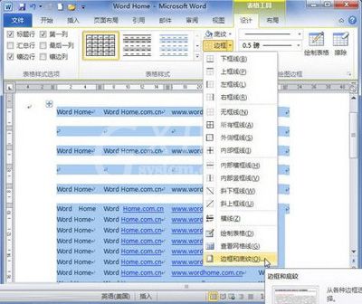 Word 2010中编辑表格边框的详细操作过程截图