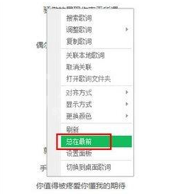 QQ音乐播放器歌词置顶的操作步骤截图