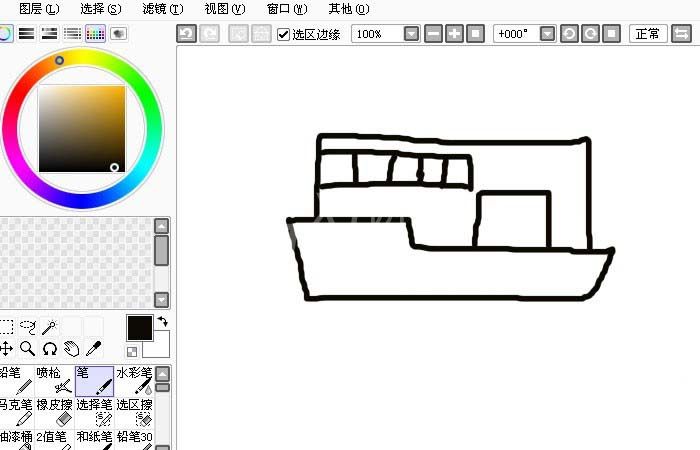 sai绘图软件绘制一个航行中轮船图形的操作教程截图