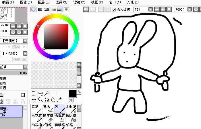 sai绘图软件绘制简笔画小白兔的操作教程截图