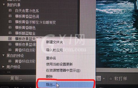 Lightroom导出保存预设的操作步骤截图
