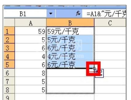 excel2007批量添加前缀或后缀的详细教程截图