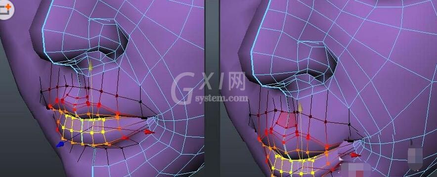 maya使用选择工具选择嘴唇的操作教程截图