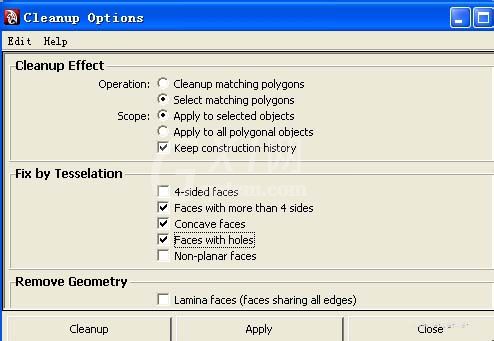 maya建立模型后检查废边废面的操作教程截图