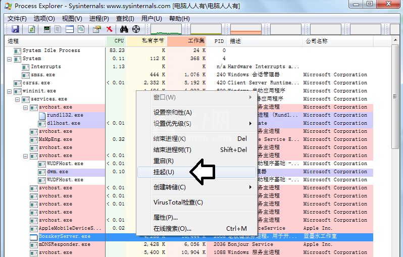 Process Explorer的具体使用说明截图