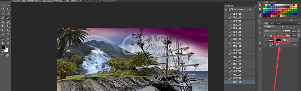 photoshop cs6给海盗船合成黄昏特效的图文操作步骤截图