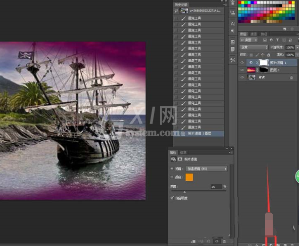 photoshop cs6给海盗船合成黄昏特效的图文操作步骤截图