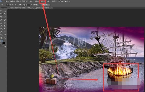 photoshop cs6给海盗船合成黄昏特效的图文操作步骤截图