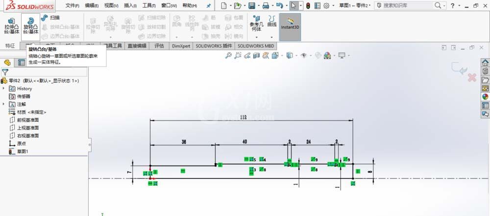 SolidWorks绘制传动轴的操作方法截图