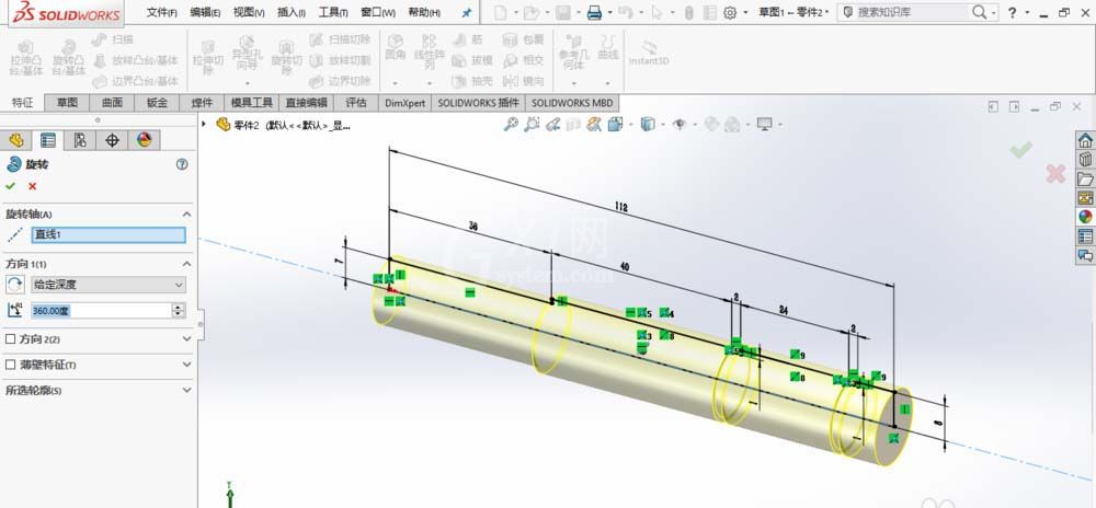 SolidWorks绘制传动轴的操作方法截图