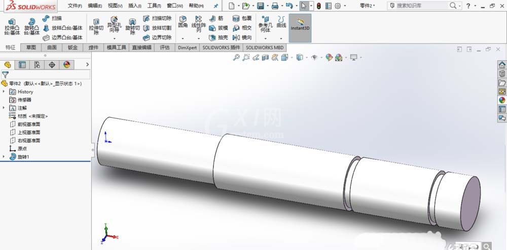 SolidWorks绘制传动轴的操作方法截图