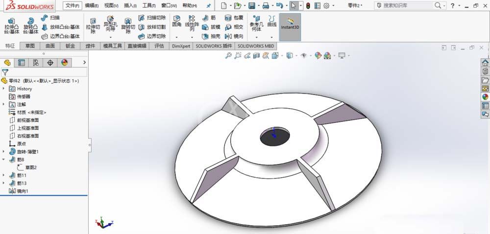 SolidWorks创建导流盖零件模型的图文操作方法截图