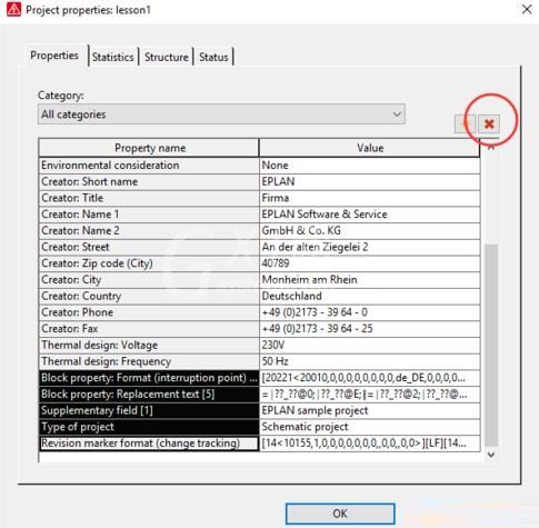 Eplan将项目属性删除的操作方法截图