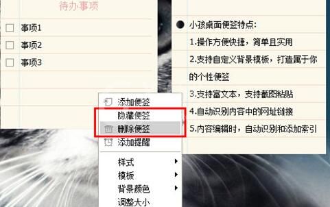 小孩桌面便签删除便签的操作步骤截图