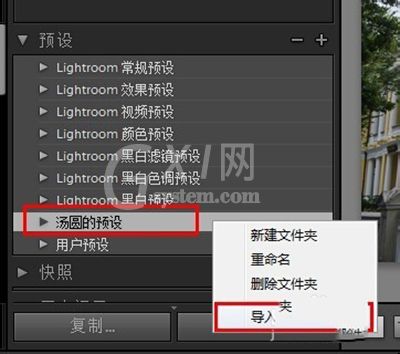 Lightroom导入预设的操作流程截图