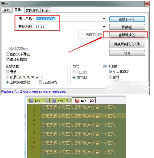 Notepad++删除空行的操作步骤截图