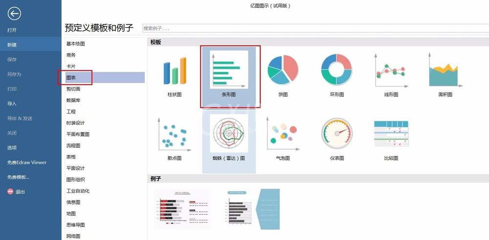 亿图流程图制作软件设计彩色条形图的操作流程截图