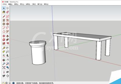 草图大师绘制一套单人桌子以及椅子的操作教程截图