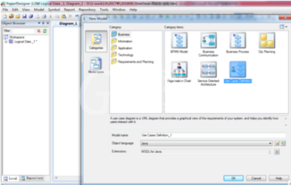 Power Designer创建用例模型的操作过程截图