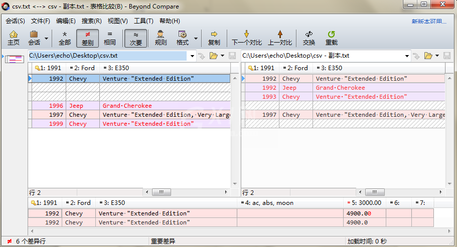 Beyond Compare对比CSV文件的详细操作方法截图