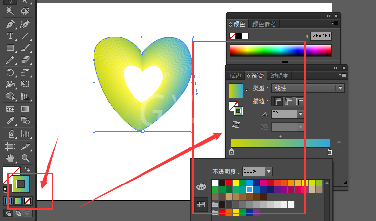 ai设计多彩心形图案的操作方法截图