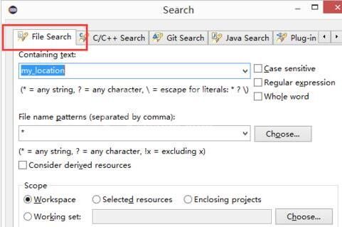 eclipse搜索包含某个字符串所有文件的详细方法截图