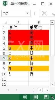 excel2013中设置按颜色排序的详细方法截图