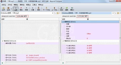 Beyond Compare比较MP3文件的操作方法截图