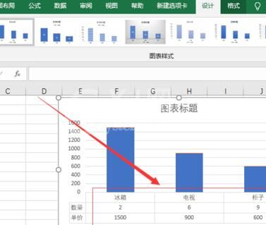 excel2016图表下方添加数据表格的方法截图