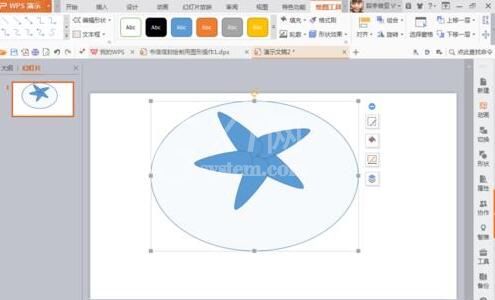 PPT设计类似海星图形的操作流程截图