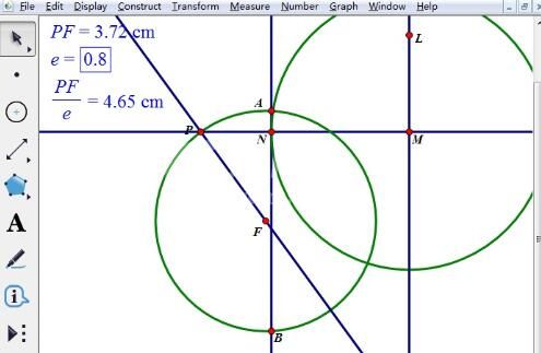 几何画板使用椭圆第二定义绘制椭圆的操作方法截图