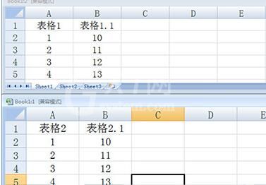 Excel同时查看两个表格的方法截图