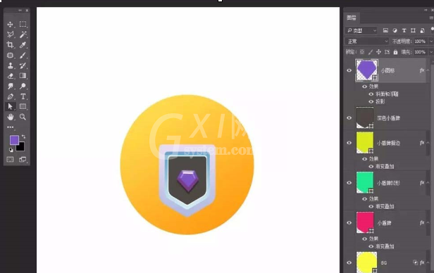 photoshop打造钻石奖牌图标的操作方法截图