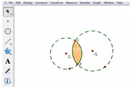 几何画板给相交两圆公共部分涂色的操作方法截图