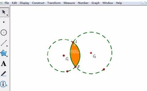 几何画板给相交两圆公共部分涂色的操作方法截图