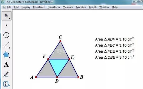 几何画板把三角形分成面积相等的四部分的操作步骤截图