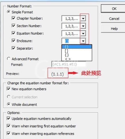 MathType公式编号不从1开始的编辑方法截图