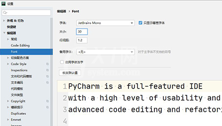 pycharm调整字号的具体步骤截图