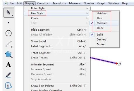几何画板自定义线的粗细的相关操作截图