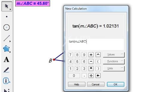 几何画板求锐角的正切值的方法教程截图